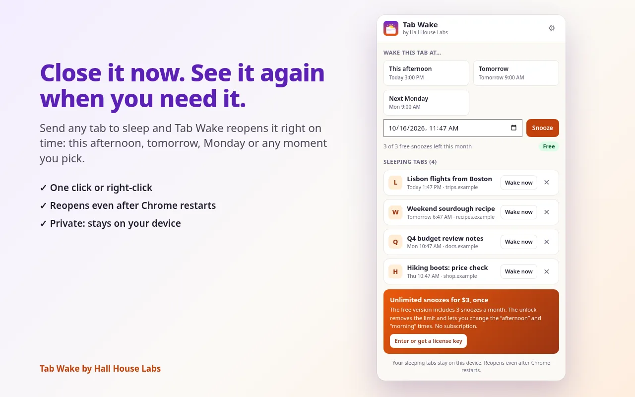 Tab Wake screenshot
